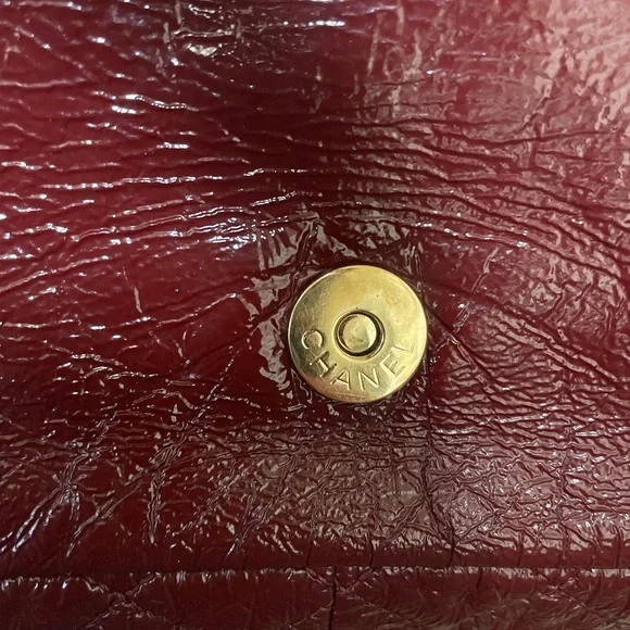 CHANEL Burgundy Leather Bag with Gold Chain - Picture 10 of 14